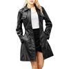 Generico Giacca a vento midi in pelle da donna trench/cappotto da donna nero classico, media lunghezza, in vera pelle Donne in pelle Trench Coat Giacca monopetto Marrone Cappotto lungo in ecopelle