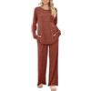 Generico Tuta Donna Eleganti Lavorati Completo in 2 Pezzi Lana Casual Tute Pullover Manica Lunghi e Pantalone a Gamba Larga in Vita Completi Palestra Autunnale Invernale Coordinato Maglia Comodo