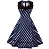 BiilyLi Vestito Anni '50 Annata 1950 retrò Hepbun Rockabilly Polka Vestito Swing Senza Maniche Abito da Cocktail Partito S-4XL (S, Blu Scuro)
