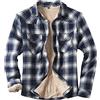 Duohropke Camicia termica da uomo, vestibilità normale, in flanella, a quadri, in flanella, a quadri, in pile, foderata, con fodera interna, Blu marino, M