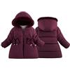 Happy Cherry Cappotto Bimba Invernale Manica Lunga Giacca Caldo Bambina con Cappuccio in Pelliccia Antivento Inverno Piumini Outwear Vino Rosso 2-3 Anni