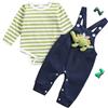 Dazzerake 2 Pezzi Completo da Neonati Pantaloni Bretelle + Pagliaccetto Camicie Plaid Casual Maniche Lunghe Bowtie Button Down con Stampa Cane (J Verde, 9-12 mesi)