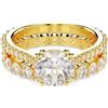SWAROVSKI SET 2 ANELLI STILLA, SOLITARIO, TAGLIO ROUND PLACCATO ORO GIALLO, 52