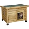 Kerbl Pet Casetta per gatti in legno Kerbl Rustica, porta a doghe, finestra in plexiglas, piedini in plastica regolabili in altezza, marrone/verde, 57 x 45 x 43 cm