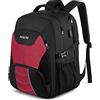 PUSLOM Zaino Donna Grande 55L Zaino per PC Portatile 18.4 Pollici Zaino Porta PC con Caricatore USB Zaino Lavoro Donna Impermeabile Zaino Laptop Computer Zaini per PC Portatili per Viaggio Scuola,Rosso