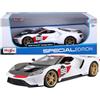 Burago Maisto - Ford GT 2021 Heritage Bianca, Auto in Diecast in Scala 1:18, Replica Dettagliata con Parti Apribili, Licenza Ufficiale Ford, Non Adatto a Bambini Sotto i 36 Mesi