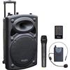 Ibiza PORT15UHF-BT Altoparlante PA Bluetooth a Batteria 15/38 cm - 800 W Max / 400 W RMS - Karaoke con 2 Microfoni UHF - TWS - USB, SD, REC, VOX - Trolley