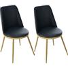 FC Set di 2 sedie da pranzo, ergonomiche, sedile in pelle PU, telaio in metallo, gambe stabili, 44×41×88 cm, Nero