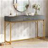FC Consolle ingresso con casetto, mobile consolle stretto per soggiorno elegante in legno e metallo, tavolo corridoio, 120×38×76cm, Grigio | Aosom Italy