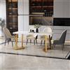 FC Tavolo da pranzo 117x68 cm, con effetto marmo e gambe in metallo, Versatile per sala da pranzo e soggiorno, Bianco+Oro