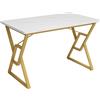 FC Tavolo cucina moderno in marmo e gambe in metallo, tavolo pranzo rettangolo e industriale per 4-6 persone, 119×70×75 cm,Bianco+Oro | Aosom Italy