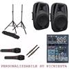DISCOPIU IMPIANTO KARAOKE 812 PACK kit coppia casse attive+ mixer +2 microfoni +2 stativi