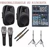 DISCOPIU IMPIANTO KARAOKE 822 PACK coppia casse amplificate + mixer + microfoni +supporti