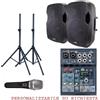 DISCOPIU IMPIANTO AUDIO 826 PACK diffusori mixer microfono supporti per karaoke palestre