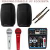 DISCOPIU IMPIANTO KARAOKE 823 PACK coppia casse amplificate + mixer + 2 microfoni + cavi