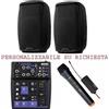 DISCOPIU IMPIANTO KARAOKE 814 PACK mixer USB+2 diffusori attivi+ microfono wireless +cavi