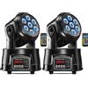 Teste Mobili Professionali 2 Pezzi 7 LED RGBW Effetti Luce Con Telecomando