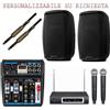 DISCOPIU IMPIANTO KARAOKE 824 PACK coppia casse attive + mixer + microfoni wireless +cavi