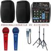 DISCOPIU IMPIANTO KARAOKE 821 PACK coppia casse + aste + mixer effetti + coppia microfoni