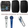 DISCOPIU IMPIANTO AUDIO KARAOKE 820 mixer con effetto echo microfoni casse attive cavi