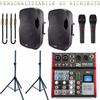 DISCOPIU IMPIANTO AUDIO835 PACK kit completo per karaoke animazione mixer casse microfoni