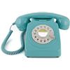 GPO Telefono fisso 746 stile retrò anni '70, telefono classico con pulsante ad anello, cavo corrugato, suoneria originale, per casa e hotel, blu azzurro