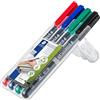 STAEDTLER Lumocolor 318 Penne permanenti - 4 colori, 0,6 mm | Inchiostro indelebile anti-sbavatura a punta fine per la maggior parte delle superfici, DRY SAFE - Art.-Nr. 318 WP4