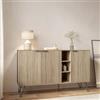 DEGHI Madia 142x83h cm in legno rovere con 3 ante e vani a giorno - Demat