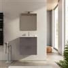 DEGHI Mobile bagno sospeso 60 cm grigio storm con lavabo integrato e specchio - Bip