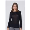 Tezenis Maglia Maniche Lunghe Barchetta Pizzo/lana Merino Donna Nero