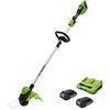 Greenworks 2×24V Tagliaerba a batteria, distanza di taglio di 33 cm, Linea di taglio da 2 mm, impugnatura supplementare rotonda, peso leggero, 3,6 kg, con batteria da 2 x 2 Ah e caricatore doppio