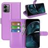 Fertuo Cover per Motorola Moto G14, Custodia Portafoglio Cover a Libro in Pelle Flip Case con Silicone Bumper, Fibbia Magnetica, Porta Carte, Kickstand, per Motorola Moto G14, Viola