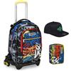 Seven Trolley Zaino Scuola Jack 3 ruote + Astuccio + Cappello