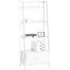 SoBuy Libreria scala legno Scaffale a scala bianca angoliera soggiorno con 4 ripiani e 1 cassetto con con guide telescopiche FRG116-W