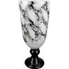 GILDE Vaso decorativo a forma di trofeo sul piede, vaso in vetro effetto marmo, elegante decorazione per il soggiorno, regalo di compleanno, colore: nero e bianco, altezza 31 cm