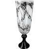 GILDE Vaso decorativo a forma di trofeo sul piede, vaso in vetro effetto marmo, elegante decorazione per il soggiorno, regalo di compleanno, colore: bianco e nero, altezza 42 cm