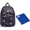 Invicta Zaino Format Invicta, Paisley, Nero, Doppio Scomparto, Scuola & Tempo Libero + Copertina ad Anelli