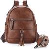 Chase Chic Zaino Antifurto da Donna, Borsa Zainetto Donna Impermeabile Zaino Piccolo Pu Pelle Borsa Tracolla da Lavoro, Viaggi e Tempo Libero, Marrone