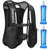 DORNNA® - Zaino Trail Running + 2 borraccia mórbida 500 ml Senza BPA, Running Vest con Soft Flask , Gilet Trail Running Uomo e Donna in Taglia Unica. (Nero + 2 Soft Flask 500 ML)