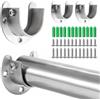 SHFYFHS 4 pezzi Set di supporto per asta a U, Armadio Supporto Asta di Sostegno, Supporto per Asta Armadio in Acciaio Inox, Supporto Tubo Armadio, per cucine, balconi, bagni, armadi, finestre.(25mm, Argento).