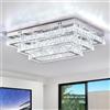 Finktonglan moderno cristallo LED plafoniera 20 pollici rettangolare lampadario soffitto luci 3 livelli in acciaio inox raccordi lampada da soffitto per soggiorno sala da pranzo bianco freddo