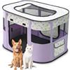 ALLSOPETS Recinto per Cani da Interno Pieghevole, Anche per Esterno, Box Traspirante Portatile per Gatti Conigli Cuccioli con Borsa da Trasporto, per Viaggi e Campeggio (Punti Viola, XXL)