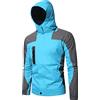 QWUVEDS Giacca a vento maschile autunnale e invernale, traspirante, cappello rimovibile, giacca a maniche lunghe Colorblock, giacche da uomo softshell, Blu, L