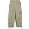 FREDDY - Pantaloni Cargo Baggy Fit in Popeline con Quattro Tasconi, Donna, Beige, Medium