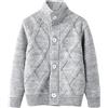 Yishengwan Bambini Ragazzo Cardigan a Collo Alto Maglione Giacca a Manica Lunga con Bottoni Grigio 140