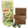 BIO JALAL SAPONE DI ALEPPO Sapone di Aleppo originale con 70% olio di alloro e 30% olio d'oliva 3 saponette Aleppo da 125 g sapone viso mani corpo capelli prodotto a mano in Turchia ricetta tradizionale