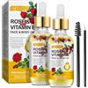 Generico Vitamina E Olio Bio Gocce per cosmetici 60 ml, olio di rosa viso, anti invecchiamento, pura vitamina E olio contro rughe di ogni tipo, viso, unghie e capelli, dona alla pelle morbidezza e morbidezza