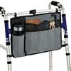 Roucerlin Walker Bag con portabicchieri per deambulatore pieghevole, grande capacità staccabile, borsa per sedia a rotelle da appendere sul retro, per adulti e anziani disabili (grigio)