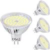 SanGlory Lampadine LED MR16 12V 6000K, GU5.3 LED Faretti 5W Equivalenti a 50W 380 Lumen, Luce Freddo 6000K, 60 * 2835 SMD Lampade LED GU5.3 Non Dimmerabile, 4 Pezzi