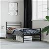 Coavain Telaio letto con testiera e pediera, letto singolo, nero, 100 x 190 cm, letto a pallet, telaio per camera da letto, letto